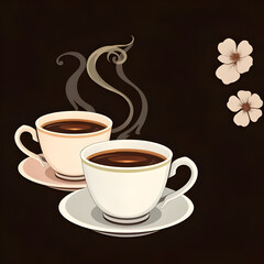 Obraz premium coffee, cup, mug, drink, beverage, hot, caffeine, espresso, cappuccino, mocha, aroma, steam, cafe, morning, energy, comfort, roasted, beans, foam, creamy, liquid, taste, flavor, illustration, vector, 