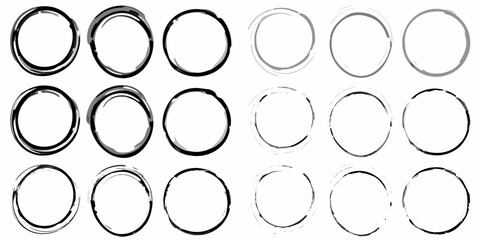 Arrangement of hand drawn circles in varying shades of grey
