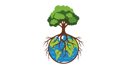 Vector illustration of a tree growing out of the earth, symbolizing nature conservation and environmental protection for International Natural Day and Earth Day, promoting eco-friendly