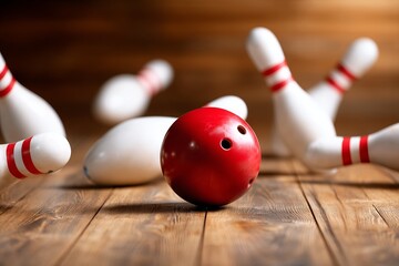 Single Bowling Pin Remaining After a Striking Bowling Ball Impact