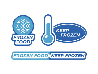Blue and white icons and text for frozen food storage.