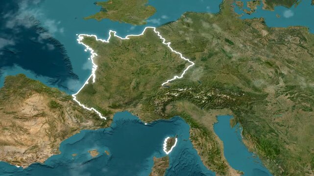French Country Map with Flag Animation 00:15