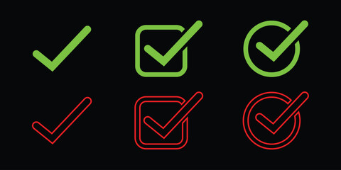 Green Check Mark Icon Set. Simple Tick icon accept approve sign eon checkmark image or symbol success tag icon success check .