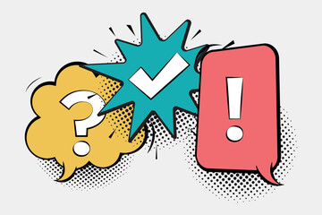 pop art question mark exclamation mark check mark © kasheev