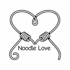 Noodle Love Line Art Vector