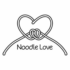 Noodle Love Line Art Vector