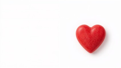 Fototapeta premium Red Heart On White Background With Copy Space For Valentine's Day 