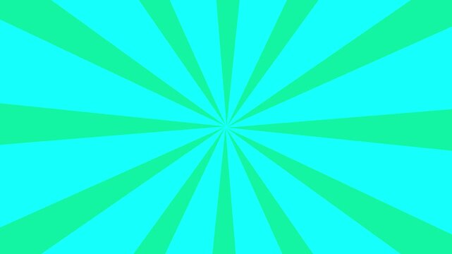 Abstract teal and green sunburst background with radial rays from center, minimalist geometric pattern, vibrant colors, copy space for text, retro comic style.