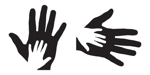 Obraz premium Parent and Child Holding Hands Silhouette Vector 