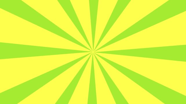 Abstract radial sunburst background with lime green and pale yellow rays, centered burst pattern. Bright retro comic-style backdrop with copy space.