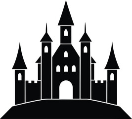Obraz premium Castle silhouette vector art illustration and minimal black and white design