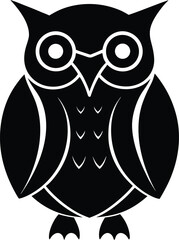 Obraz premium Owl silhouette vector art illustration and minimal black and white design