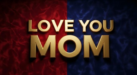 A heartwarming greeting card or poster for mother's day with a shiny gold text.