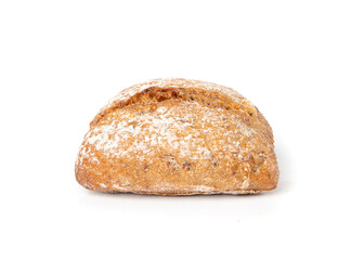 Naklejka premium Brown rye bun, square gluten free bread, whole grain healthy breakfast bread