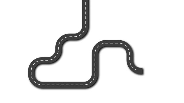 Infographic road map icon on background.Road route location time line, winding curve journey path car navigation map steps highway transport travel way animation.