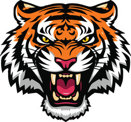 Obraz premium Powerful tiger logo vector illustration of an angry tiger roar