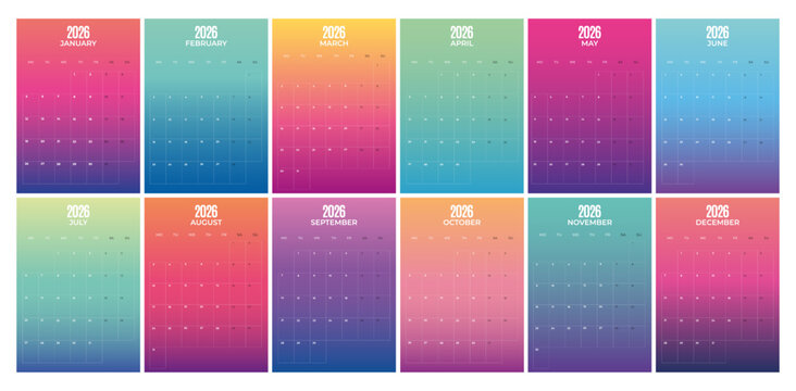 Daily planner. 2026 minimal calendar templates set, week starts Monday.