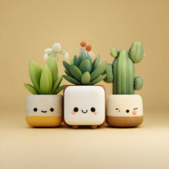 Cute Character Plant Pots with Succulents