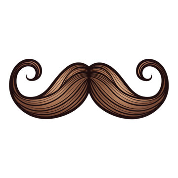 Brown mustache with curled ends illustration