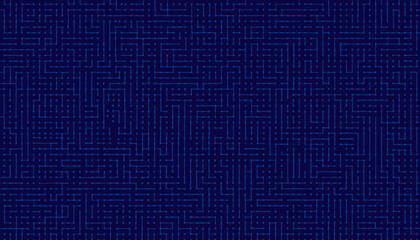 Abstract geometric pattern of thin blue lines on dark blue background, digital circuit board design
