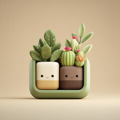 Kawaii 3D Cactus Garden in Colorful Box