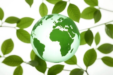 Obraz premium new earth day Green globe surrounded by leaves