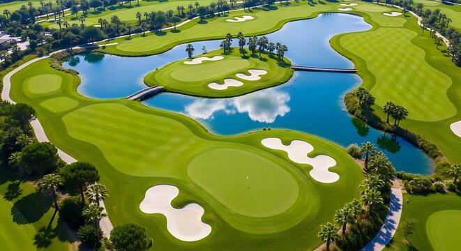 Aerial View of Golf Course Landscape.