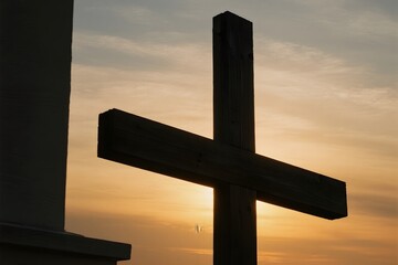 new Ascension Day Silhouette of a wooden cross at sunset