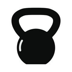 Black Kettlebell Icon Silhouette with Highlight. Heavy Gym Weight Symbol for Fitness, Bodybuilding and CrossFit. Strength Training Equipment Vector Illustration.