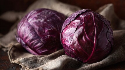 Fototapeta premium Red cabbage styled for vegan winter comfort food theme