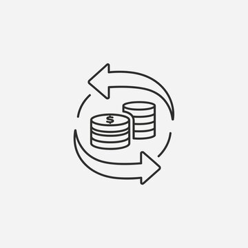 Stacks of currency rotating in a circular motion, illustrating financial transaction and exchange concept