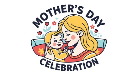 Naklejka premium A heartwarming illustration for mother's day celebration with a mother and child.