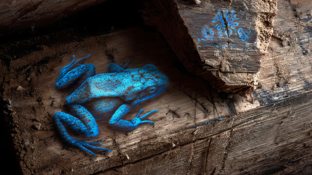Azure Poison Dart Frog on Wood