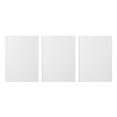 Fototapeta premium Three white rectangular panels displayed side by side on a white background. isolated on transparent background