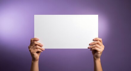 Fototapeta premium Person holding a blank tablet or digital screen against a gradient background