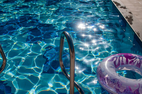 Inflatable lifebuoy in the pool