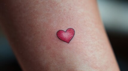 Fototapeta premium A Valentine heart tattoo on smooth skin with subtle shading, 8k, realistic, full ultra HD, high resolution, cinematic photography