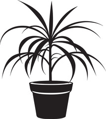 Vector illustration of a small potted houseplant with green leaves isolated in a flowerpot for indoor home decoration and nature growth concepts