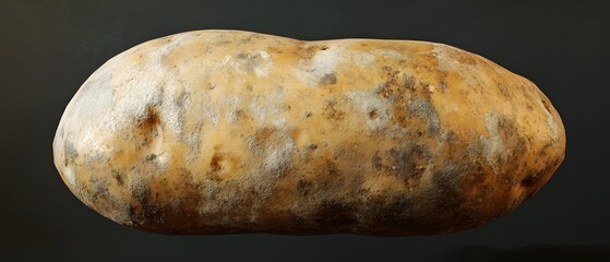 Close-up of a rustic, unwashed potato showcasing its earthy texture and unique shape, perfect for organic cooking themes.