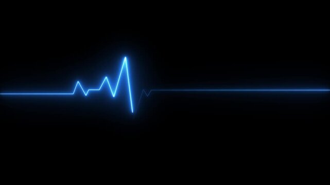 Glowing neon heartbeat and pulse rate animation. EKG monitoring in an emergency. Loop able medical heartbeat signal. Motion graphics make neon line more attractive