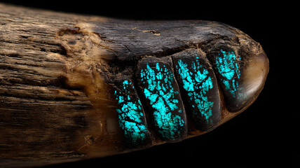 Fossilized Bear Claw with Turquoise Inlay
