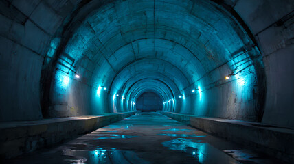 Illuminated Underground Tunnel Perspective