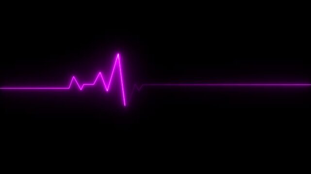 Glowing neon heartbeat and pulse rate animation. EKG monitoring in an emergency. Loop able medical heartbeat signal. Motion graphics make neon line more attractive
