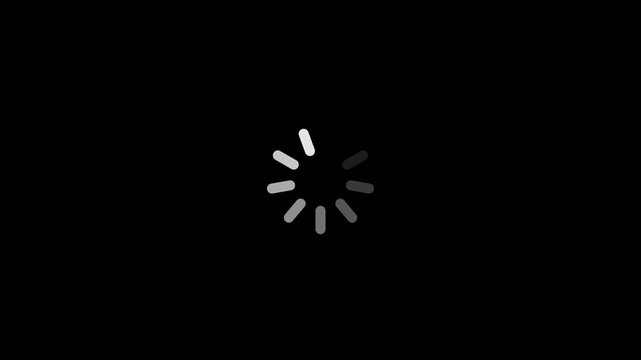 Animated spinning waiting icon animation on black background. animated circle loading gif video icon. Motion graphics add visual movement to static loadingcontent. 