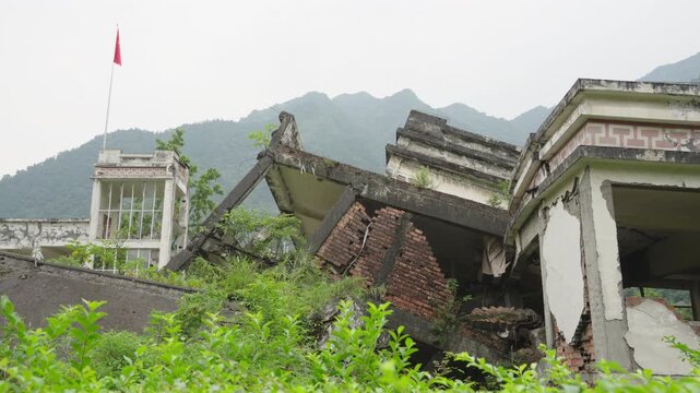 Collapsed School buildings in Wenchuan County in the province of Sichuan, China.Over 69,000 people lost their lives in the earthquake on May 12, 2008.These buildings are Ruins of the Earthquake.