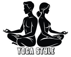 Man and Woman Meditating Together in Yoga Pose