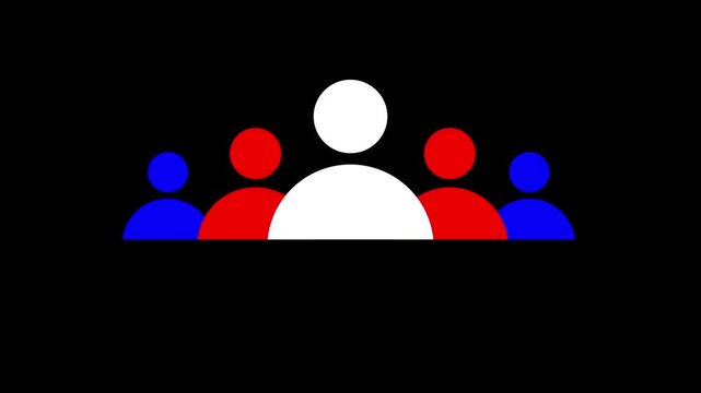 Group of three people icon animation .Community icon,Business and team work icon with a 4k video animation