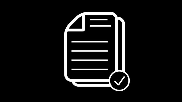 Checklist check mark icon on to do list document paper animation background.