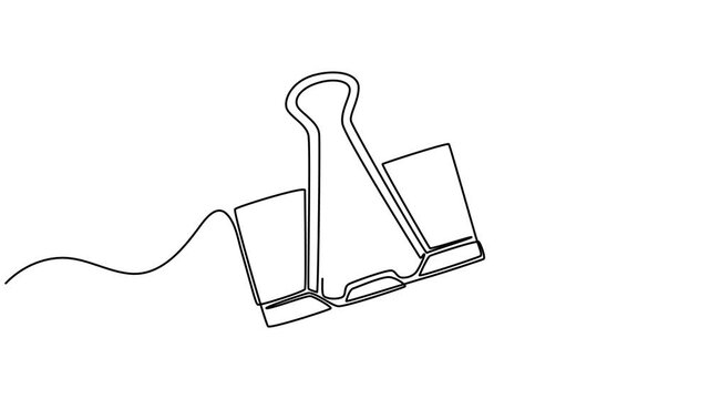Paper clip continuous one line drawing animation. Full length one line art, binder clips animation continuous one line drawing, Self drawing line animation paper clip Attach continuous one single line