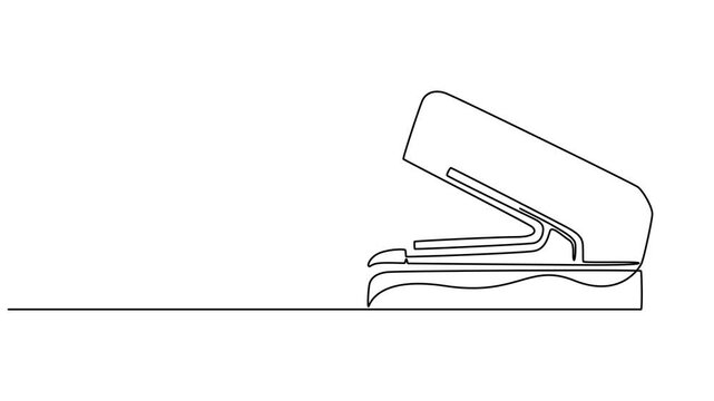 stapler pin continuous one line drawing animation, stapler pin animation continuous one line drawing, Animated self drawing of continuous one line draw of Stapler,  illustration concept, Full length